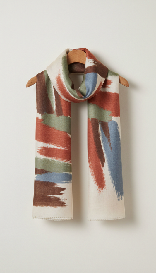 Terracotta Brushstroke Silk Scarf