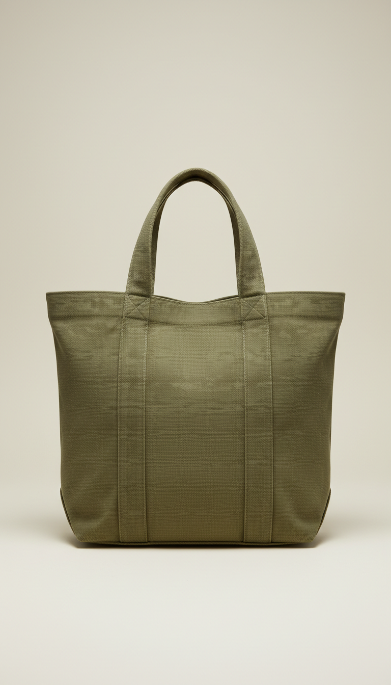 Olive Green Canvas Tote Bag